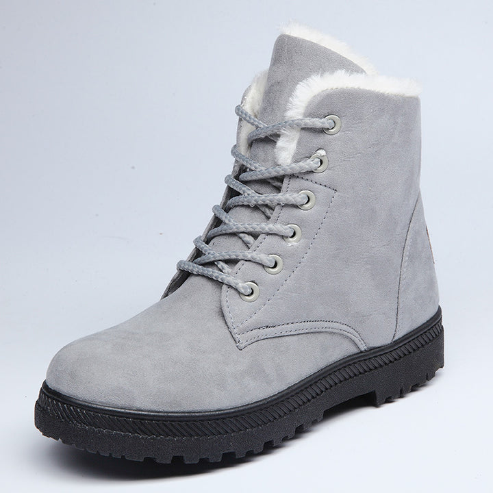 Snowboots dames met warme pluche voering, lage hak in 5 kleuren
