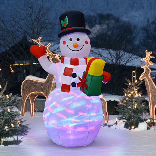 Opblaasbare sneeuwpop met cadeau en licht