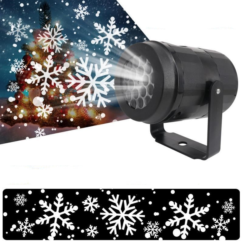 Sneeuwvlok projector verlicht een gevel