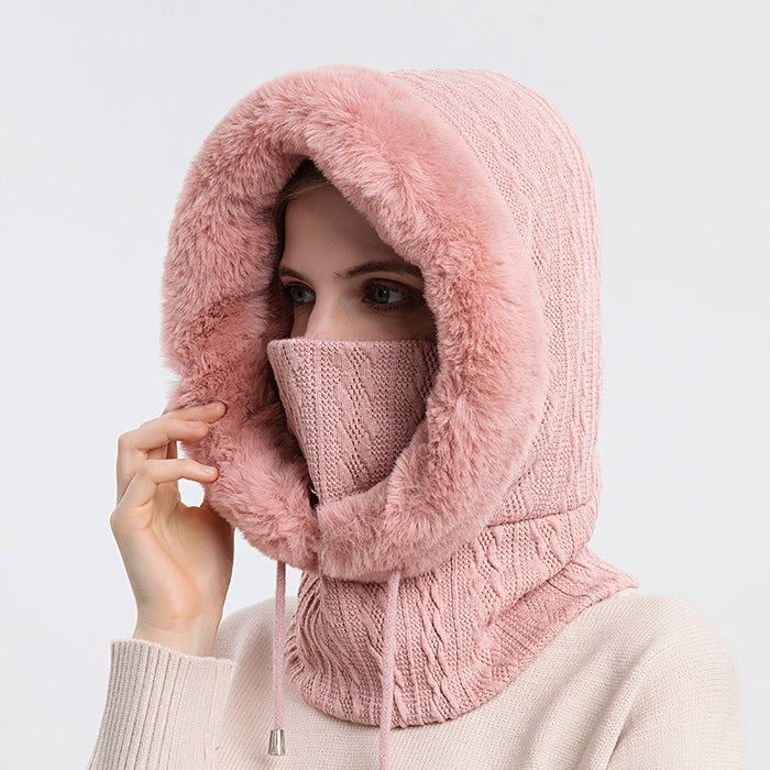 Warmteparadijs Pluche capuchonmuts met sjaal voor dames – warm en winddicht