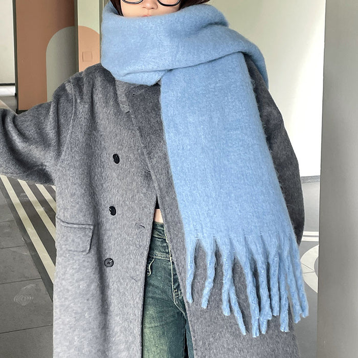 Warmteparadijs Oversized pluizige sjaal met lange kwastjes