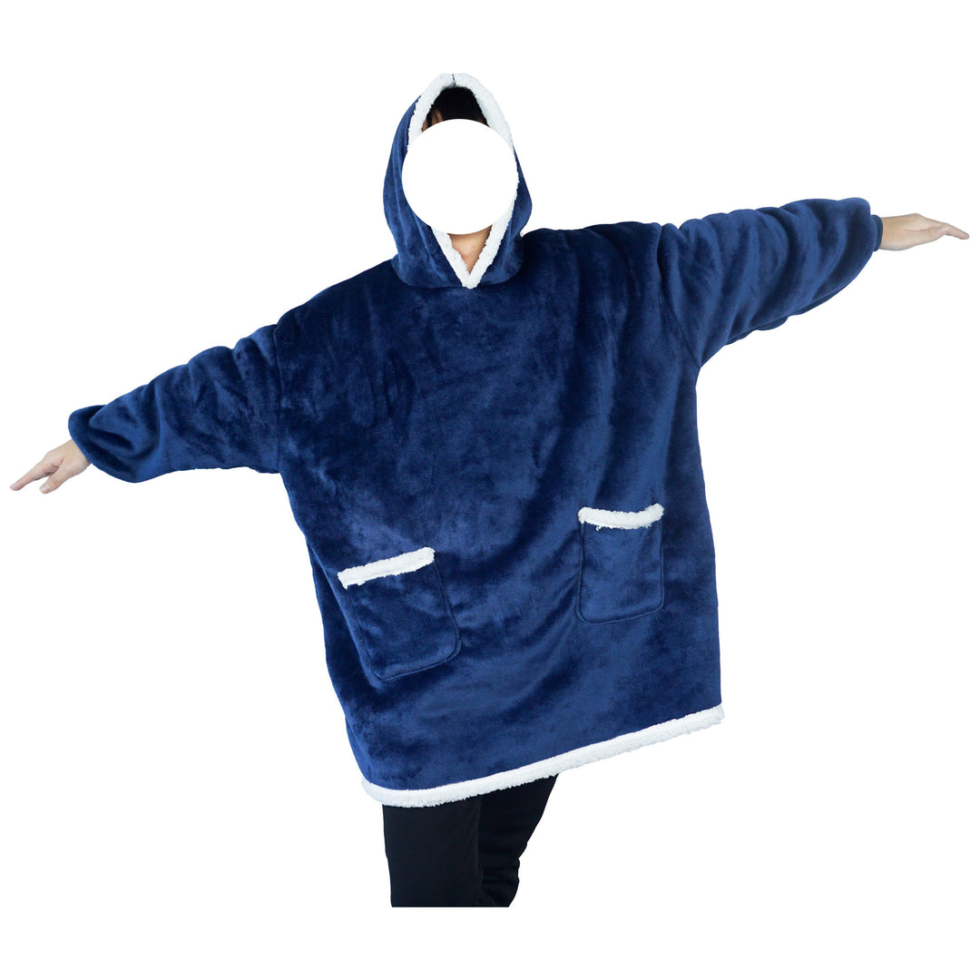 Deken hoodie met capuchon en zak, warm en met mouwen voor tv-avonden