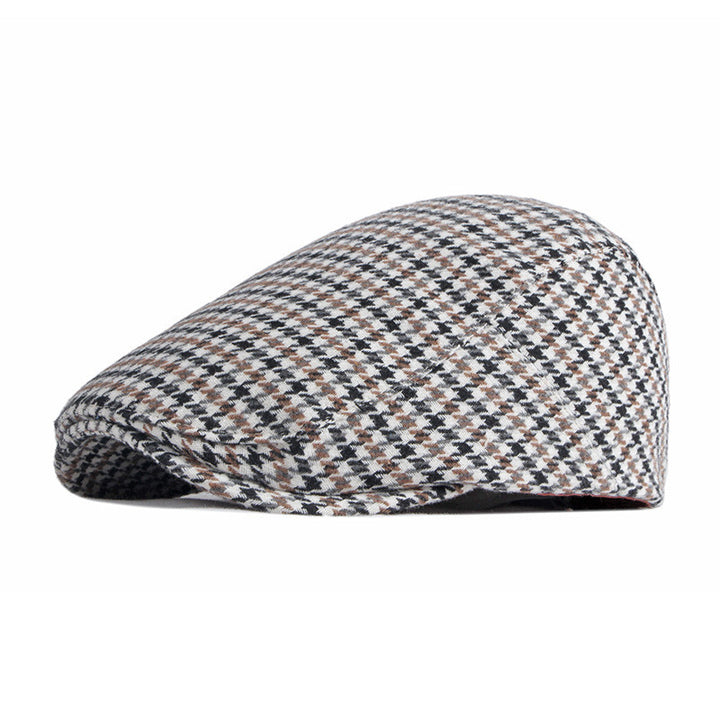 Flatcap met pied-de-poulepatroon