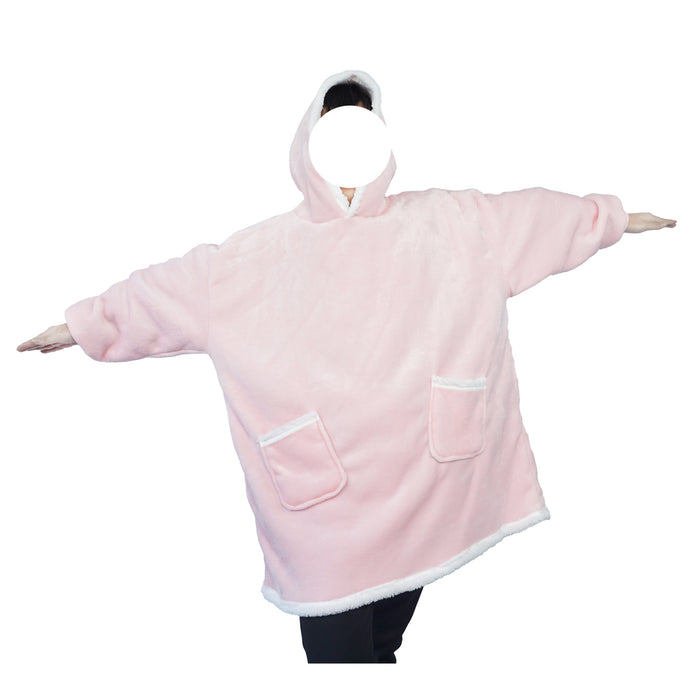 Warmteparadijs Deken hoodie van flanel met capuchon en zak – one size