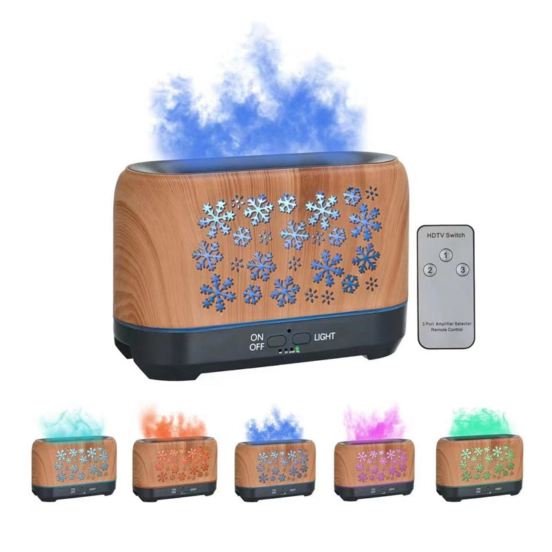 Aroma diffuser met vlameffect en sneeuwvlokpatroon, 220 ml