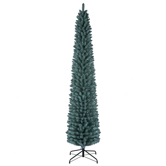 Warmteparadijs Smalle berijpte kerstboom 244 cm zilver en grijsgroen