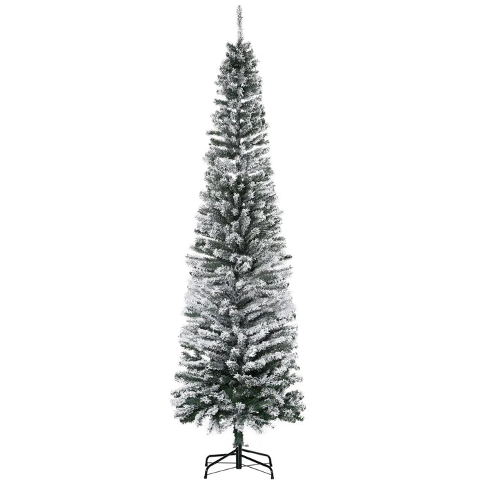 Warmteparadijs Besneeuwde smalle kerstboom 228 cm zonder verlichting