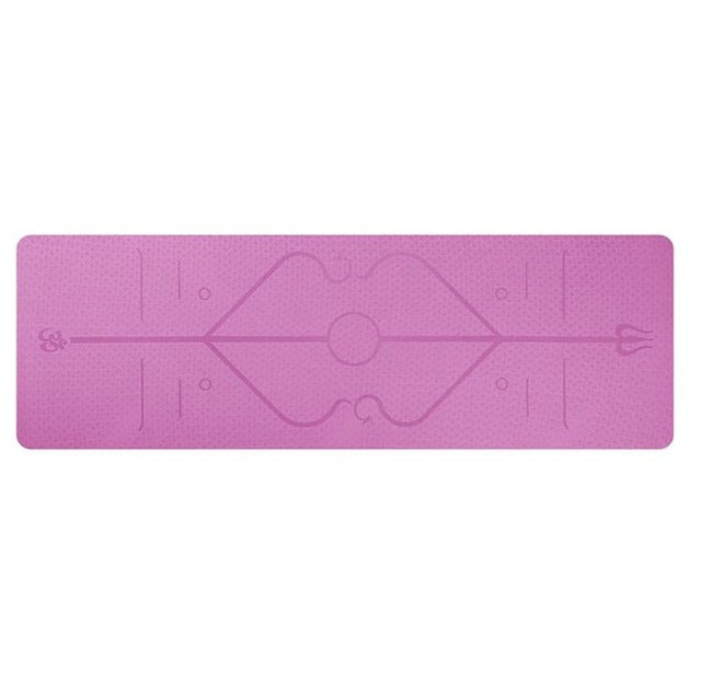 Yogamat met uitlijningslijnen