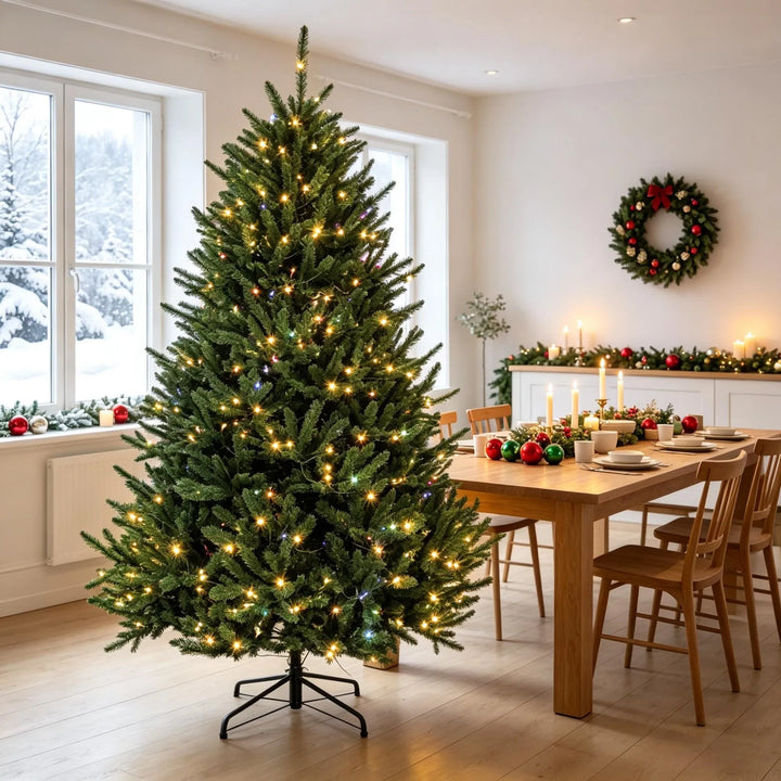 Volle groene kerstboom met voetpedaal