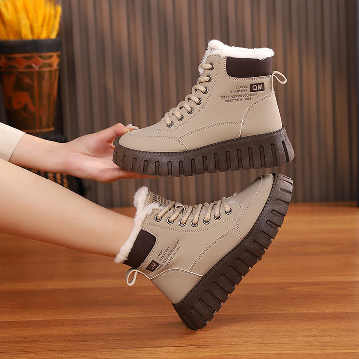Veter snowboots dames met fleece, platte zool, TikTok-favoriet