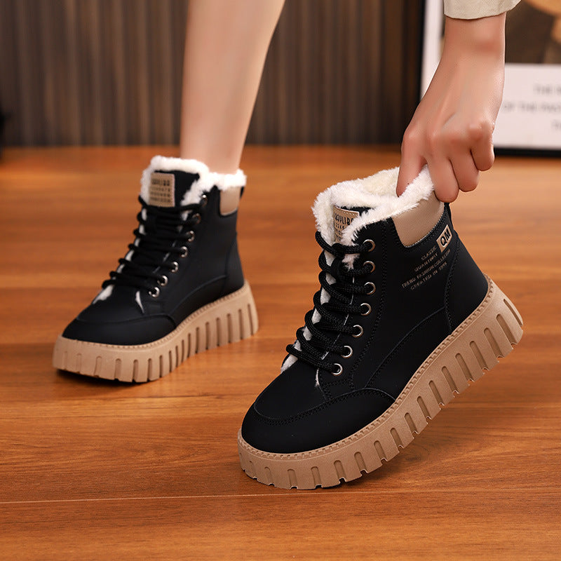 Veter snowboots dames met fleece, platte zool, TikTok-favoriet