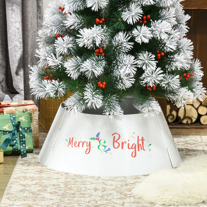 Warmteparadijs Metalen kerstboomkraag crèmewit met Merry & Bright-print