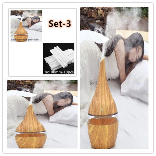 Aroma diffuser met houtlook en ledlicht, fluisterstil