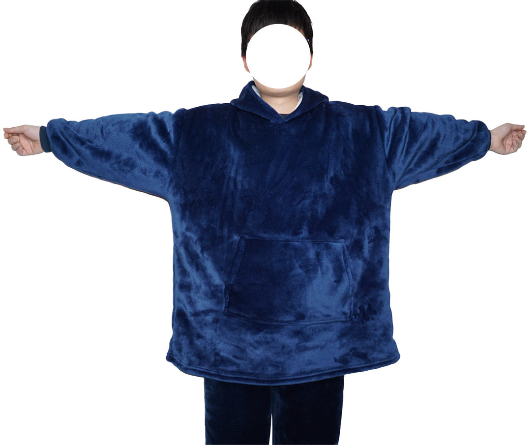 Deken hoodie met capuchon en zak, warm en met mouwen voor tv-avonden