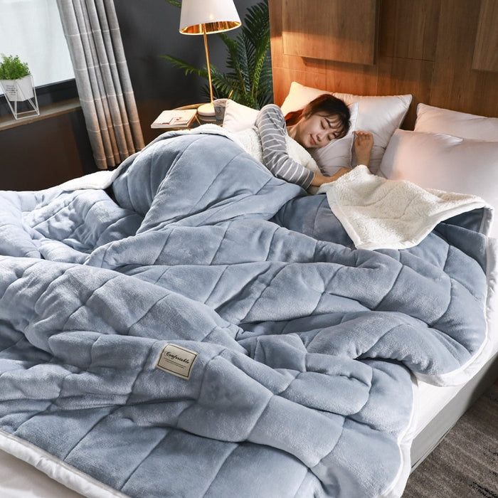 Warmteparadijs Extra dikke drielaagse fleece deken met sherpa voering