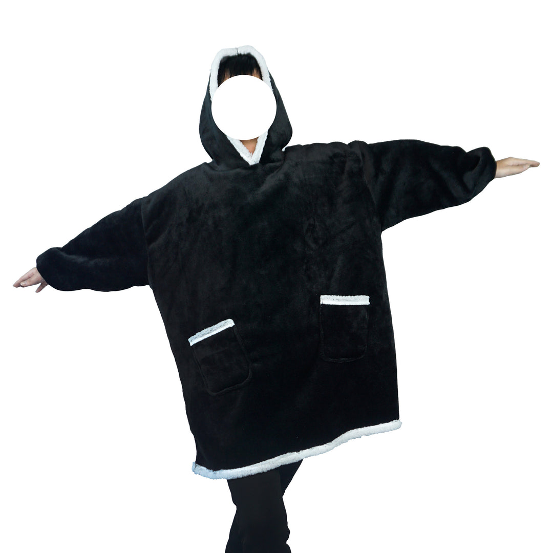Deken hoodie met capuchon en zak, warm en met mouwen voor tv-avonden