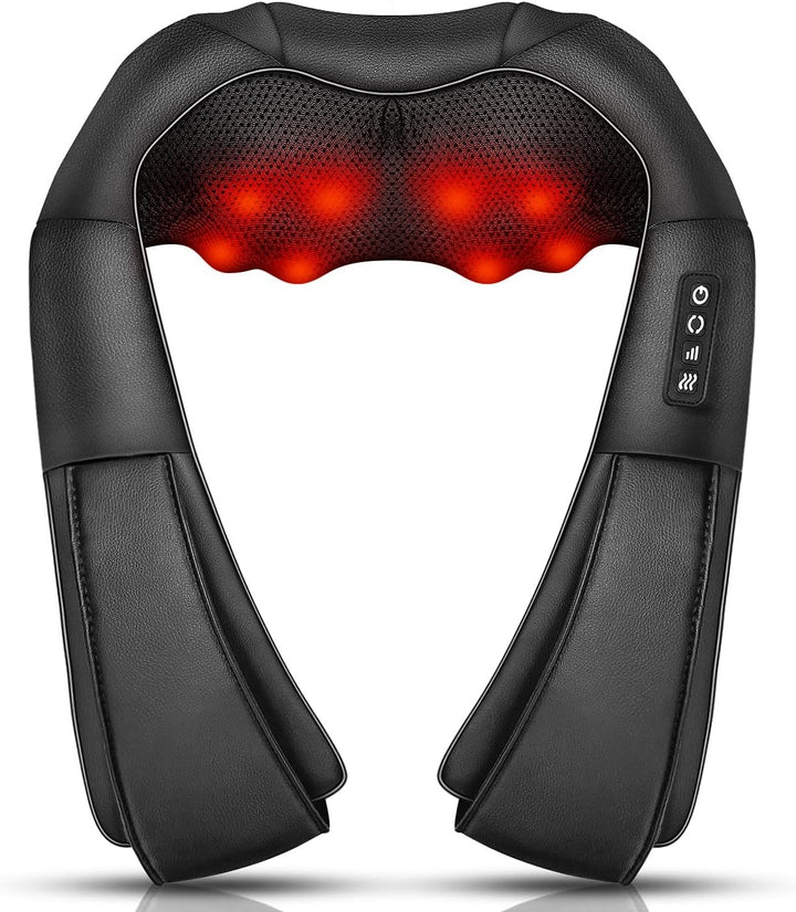 Shiatsu nek- en rugmassage apparaat met warmte en kneedfunctie