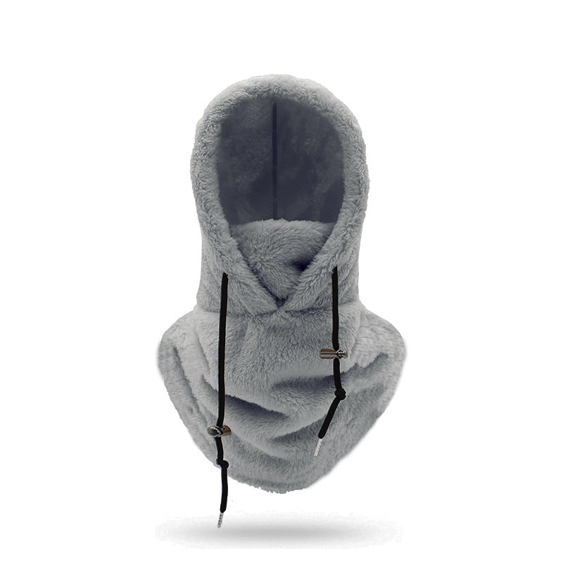 Pluche bivakmuts met nekwarmer