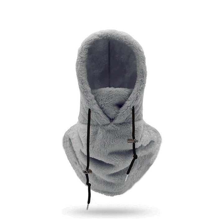 Pluche bivakmuts met nekwarmer