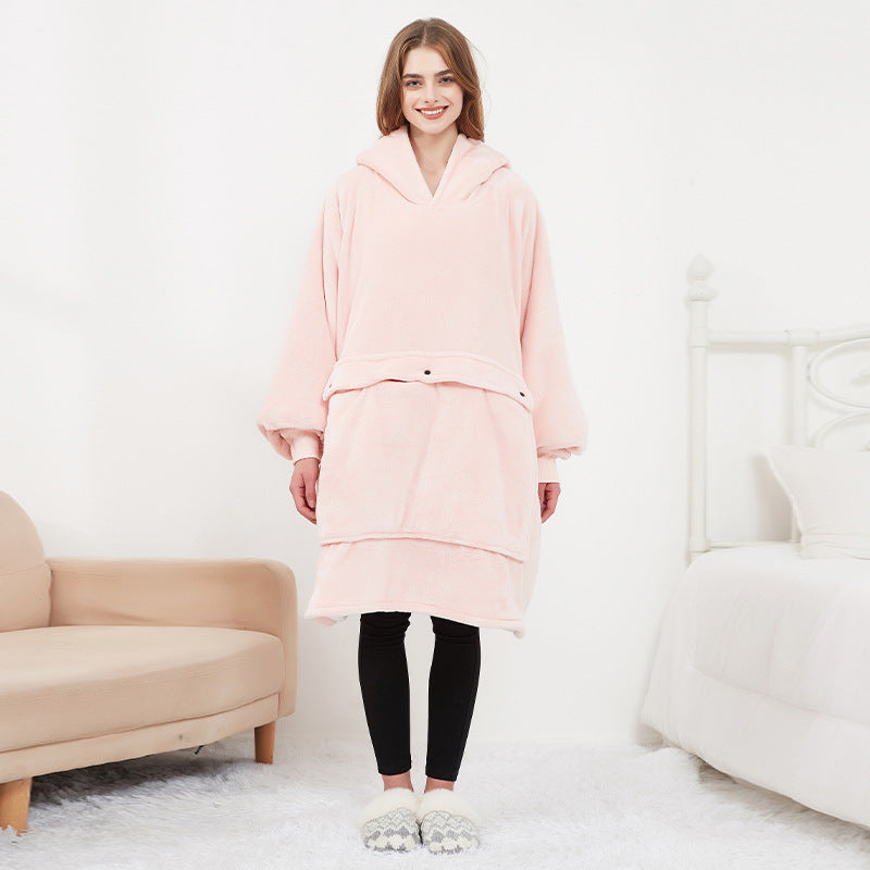 Verwarmde hoodie deken met USB – sherpa met grote warmtezone