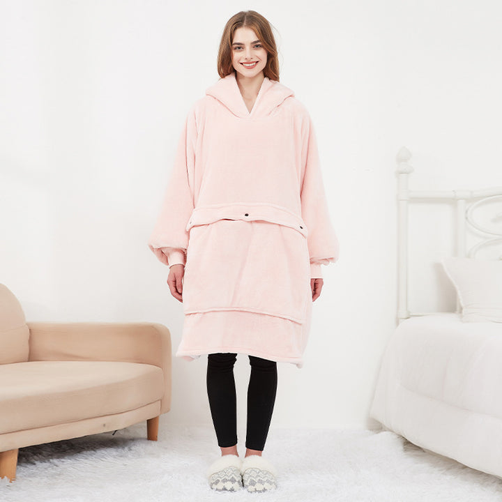 Verwarmde hoodie deken met USB – sherpa met grote warmtezone