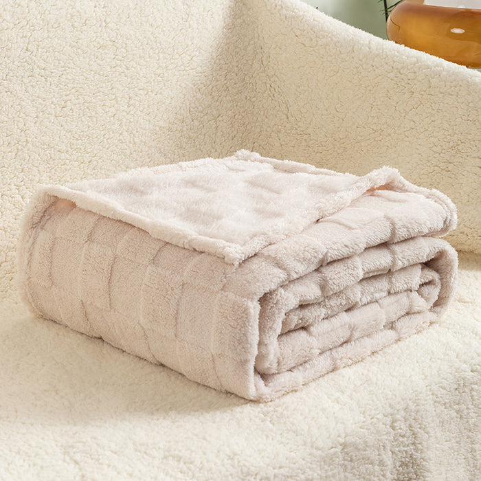 Warmteparadijs Dikke geruite pluche plaid met 3D-jacquard, wasbaar