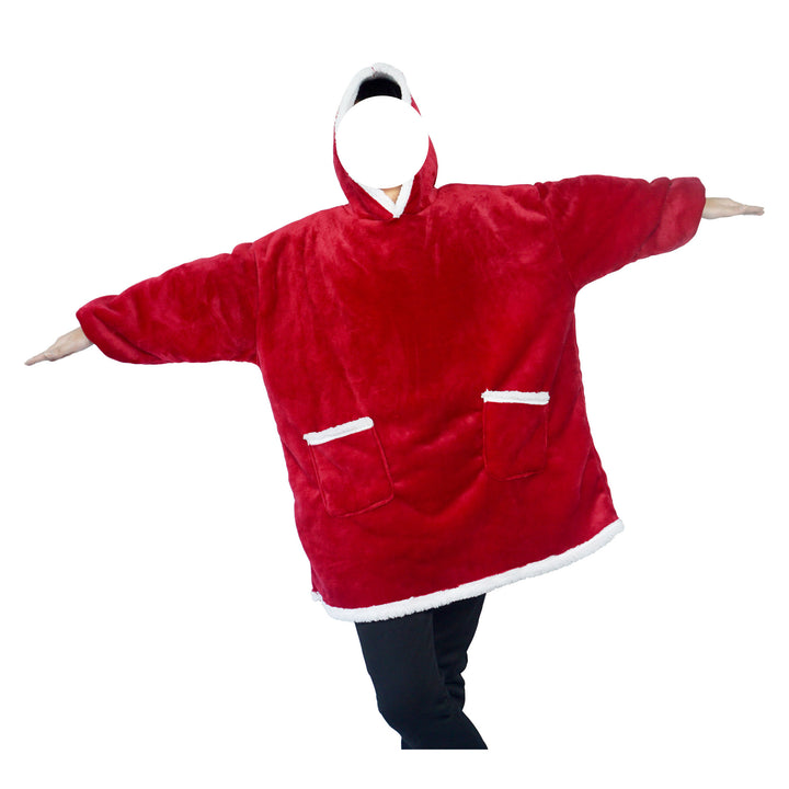Deken hoodie met capuchon en zak, warm en met mouwen voor tv-avonden