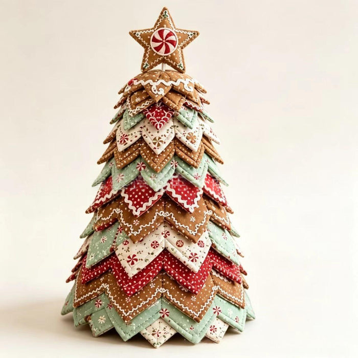 Warmteparadijs Kerstboom van gevouwen stof met topper, handgemaakt