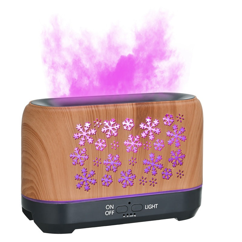Aroma diffuser met vlameffect en sneeuwvlokpatroon, 220 ml