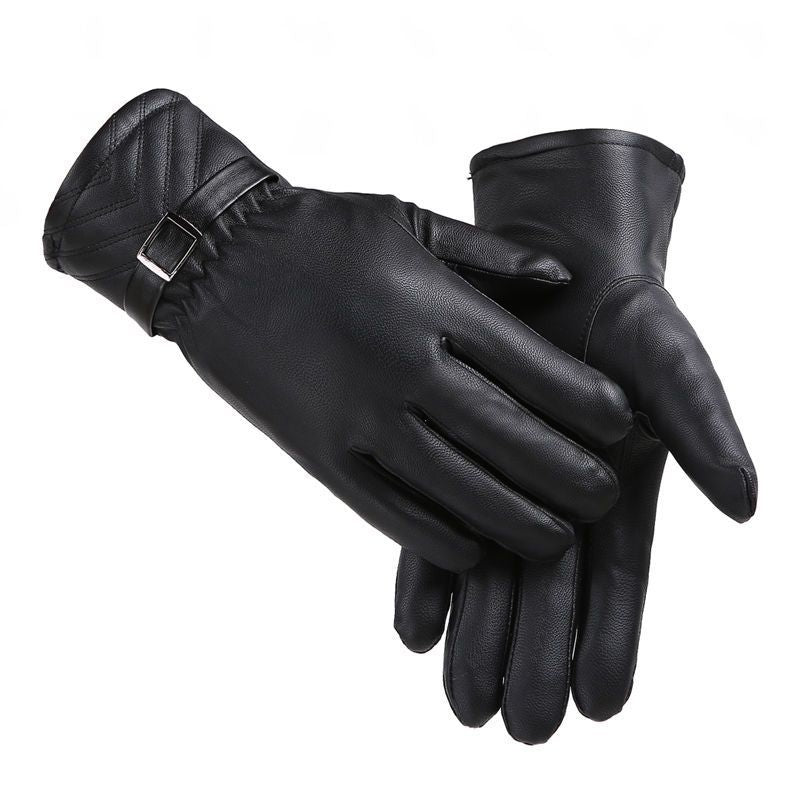 Zwarte gevoerde handschoenen van imitatieleer