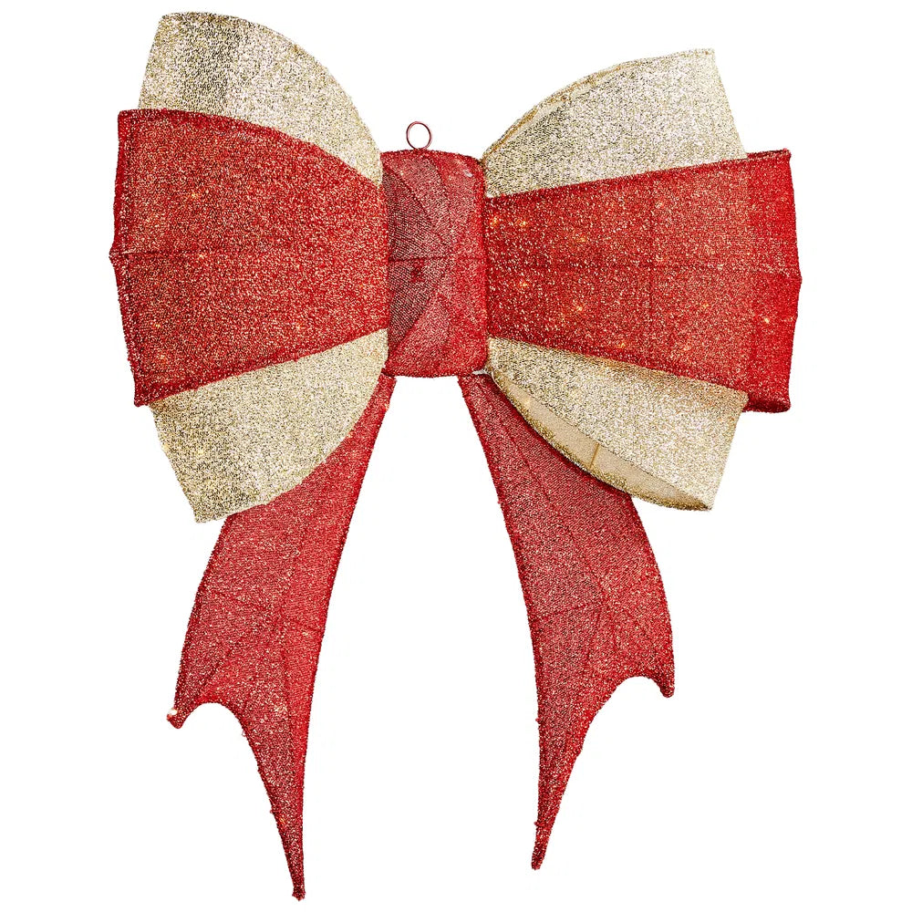 Grote verlichte rood-gouden kerststrik