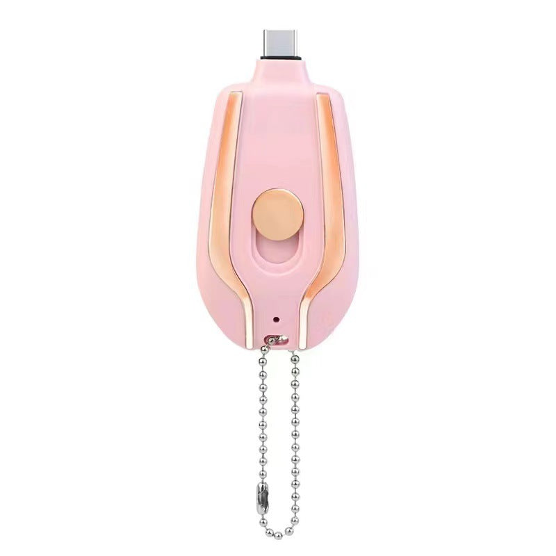 Zwarte mini powerbank als sleutelhanger