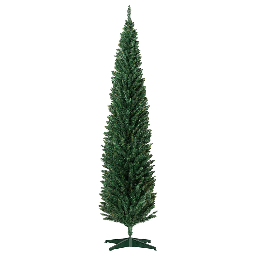 Hoge groene smalle kunstkerstboom