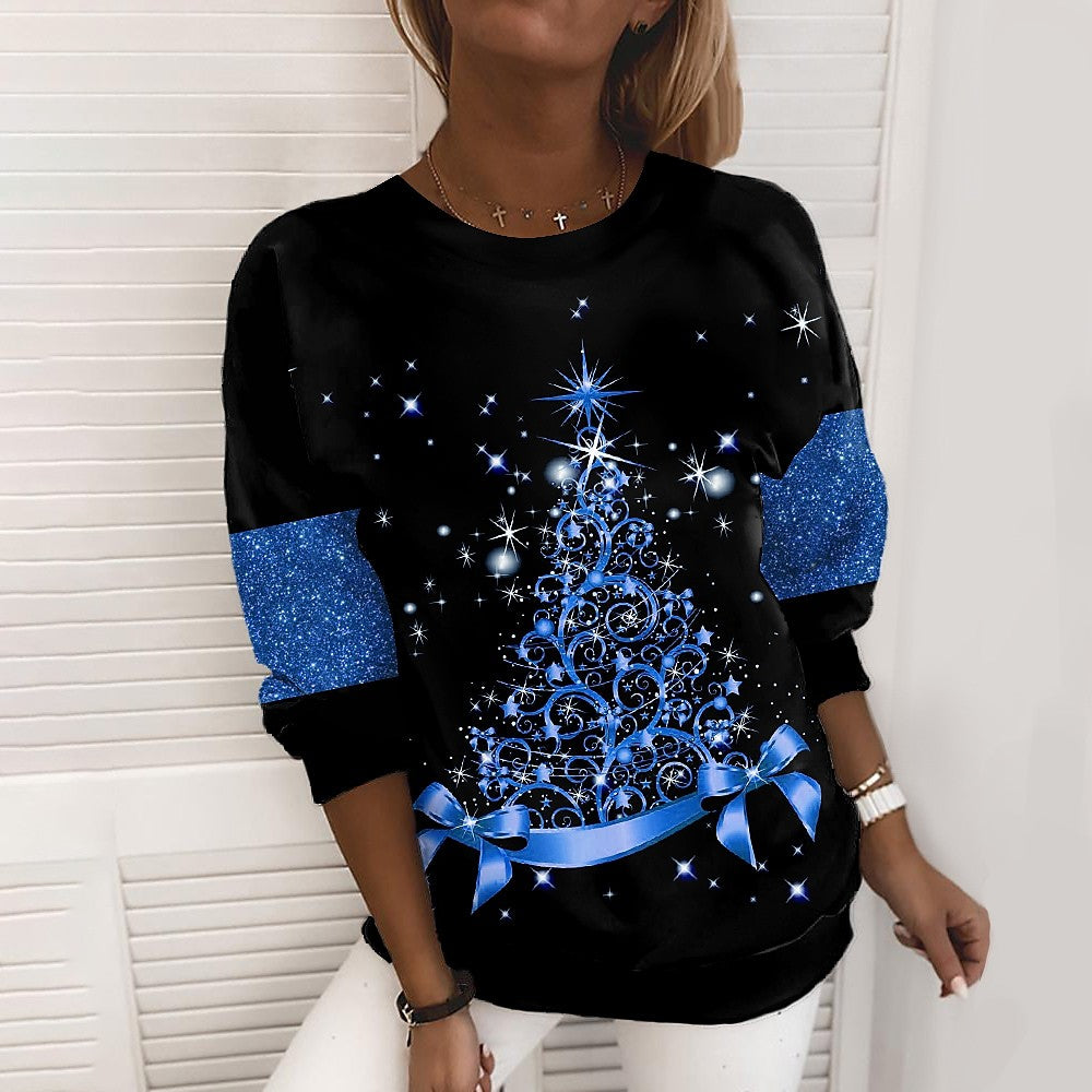 Kersttrui dames met 3D-print, losvallend en comfortabel
