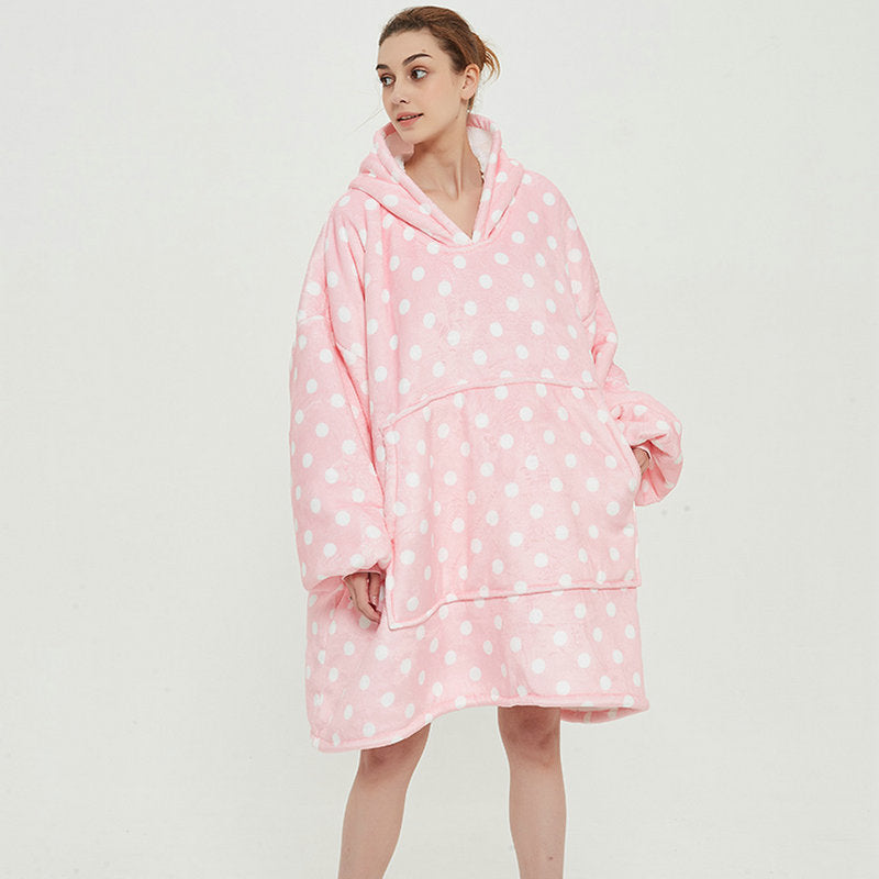 Hoodie deken met vrolijke print, zacht flanel en oversized