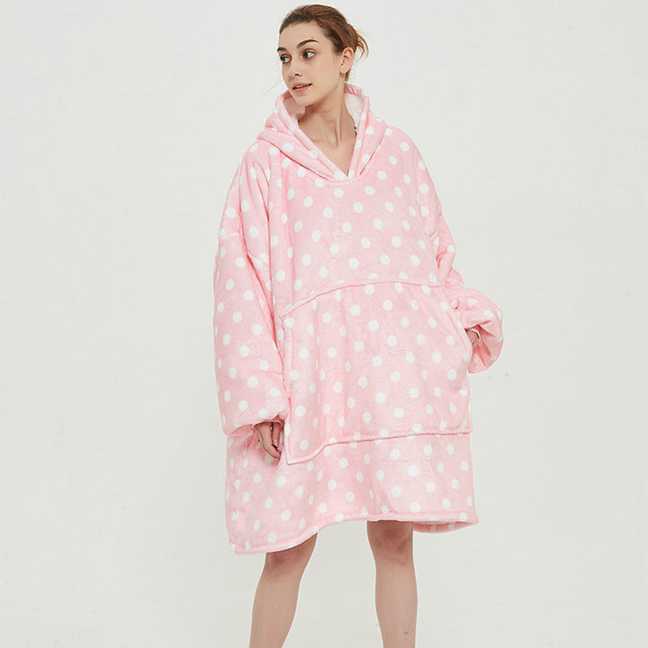 Hoodie deken met vrolijke print, zacht flanel en oversized