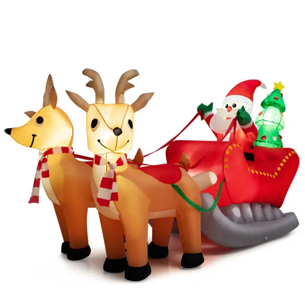 Warmteparadijs Opblaasbare kerstman op slee met twee rendieren