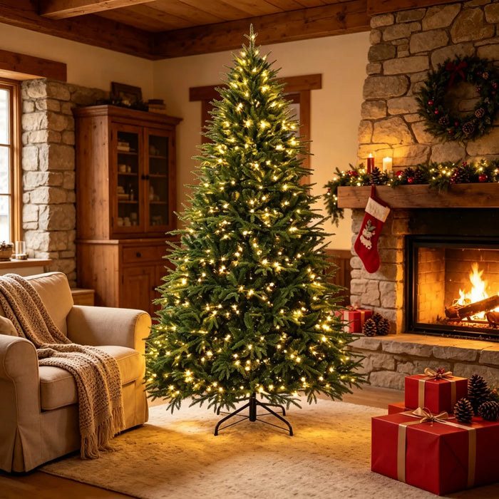 Warmteparadijs Extra volle kerstboom 229 cm met 1000 warmwitte leds