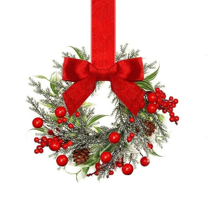 Warmteparadijs Kleine kerstkrans met strik, handgemaakt
