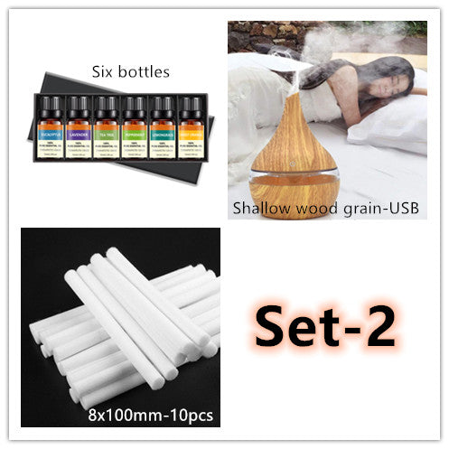 Aroma diffuser met houtlook en ledlicht, fluisterstil