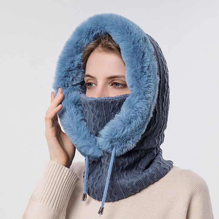 Warmteparadijs Pluche capuchonmuts met sjaal voor dames – warm en winddicht