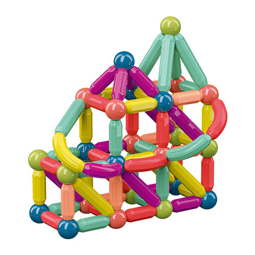 Gekleurde magnetische staafjes en balletjes bouwwerk