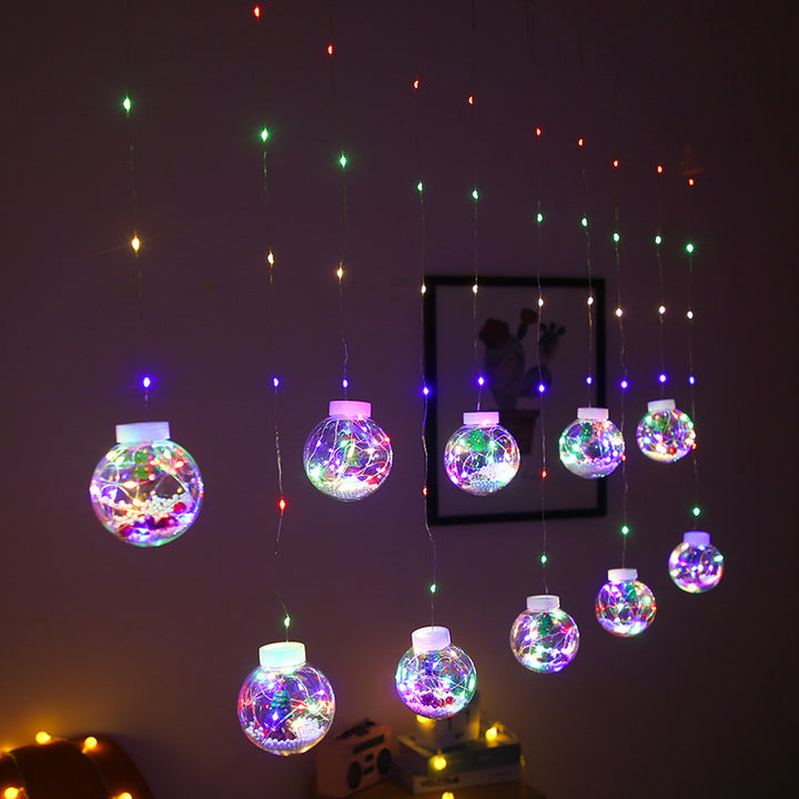 Lichtgordijn met kerstfiguren en 8 lichtstanden, met stekker