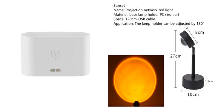 Aroma diffuser met vlameffect, ultrasone luchtbevochtiger