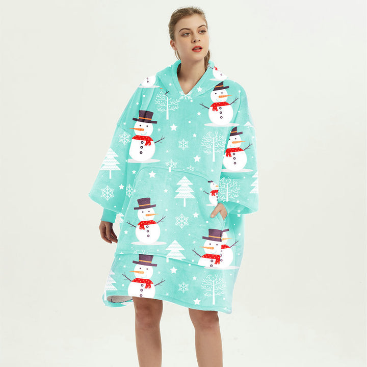 Hoodie deken met vrolijke print, zacht flanel en oversized
