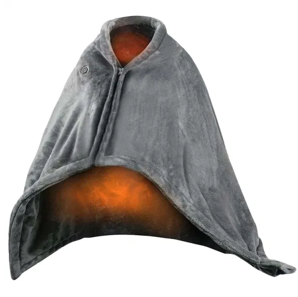 Warmteparadijs USB-warmteponcho met rits, 150 x 80 cm met 8 zones en 3 standen