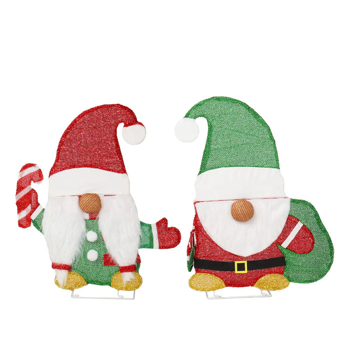 Warmteparadijs Set van 2 verlichte kerstkabouters voor binnen en buiten