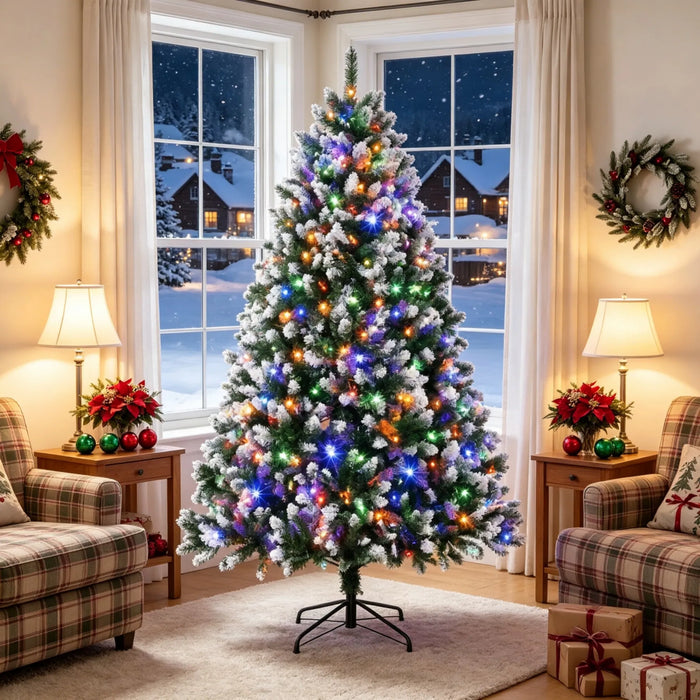 Warmteparadijs Volle kerstboom 229 cm met witte puntjes en 400 leds
