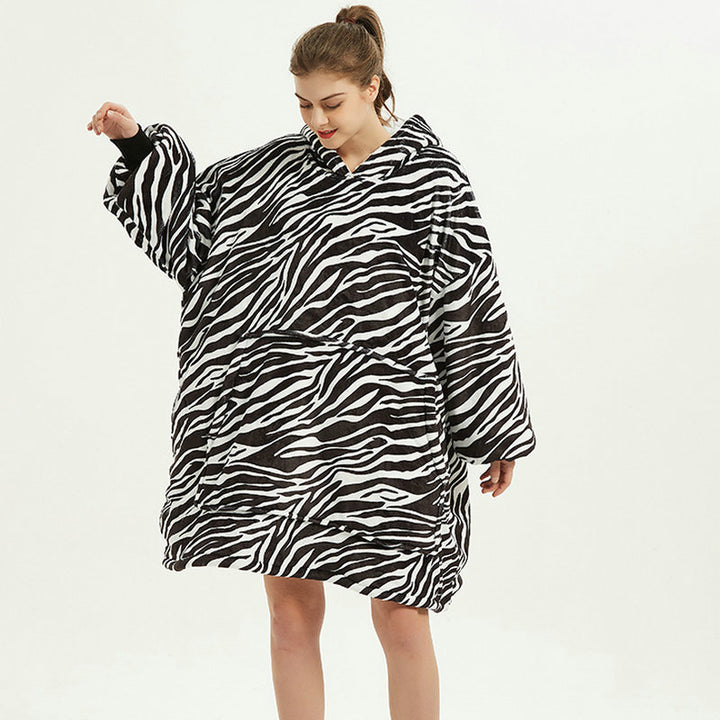 Hoodie deken met vrolijke print, zacht flanel en oversized