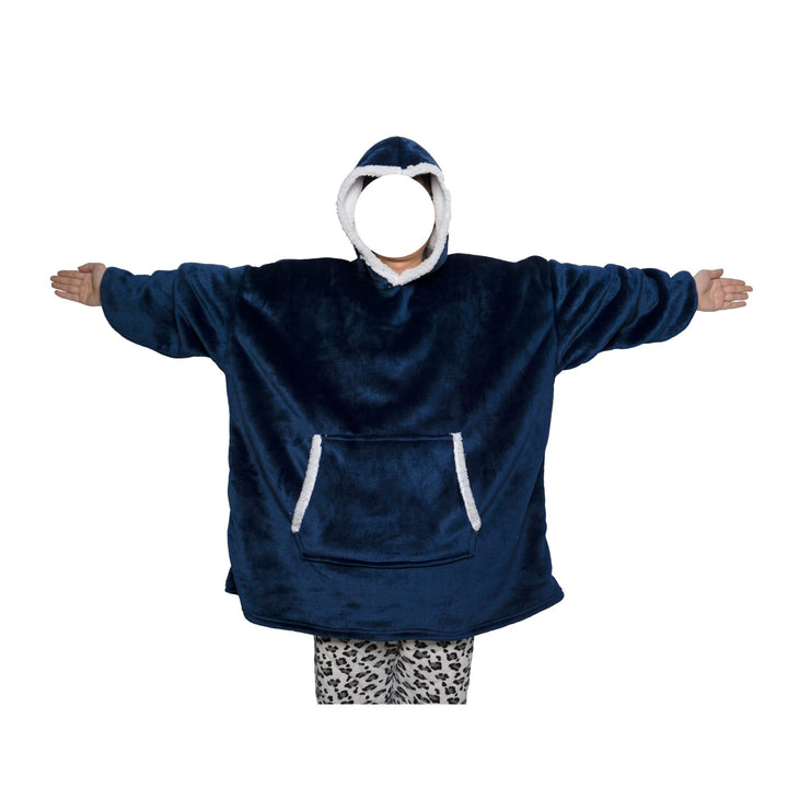 Deken hoodie met capuchon en zak, warm en met mouwen voor tv-avonden